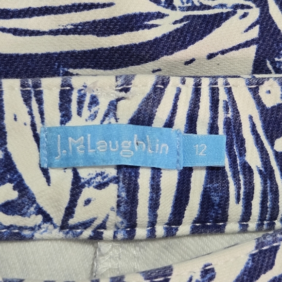 J McLaughlin Blue Leaf Print Mid Rise Stretch Straight Leg Jeans Pants Size 12 - Picture 8 of 8